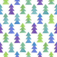 Seamless Christmas watercolor pattern.