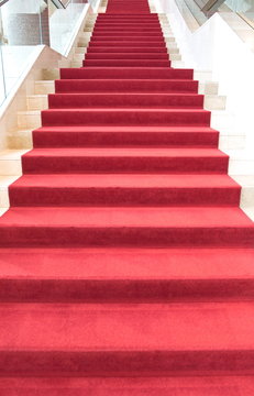 Red carpet on stairs