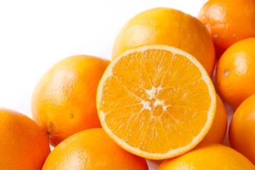 Sliced orange with white space