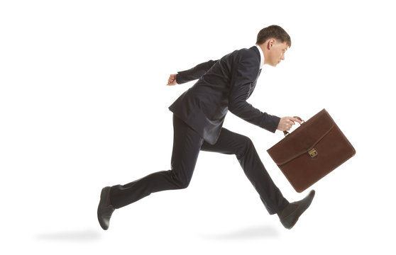 Businessman Running With A Briefcase