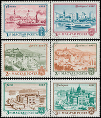 Stamps printed in Hungary shows View of Budapest