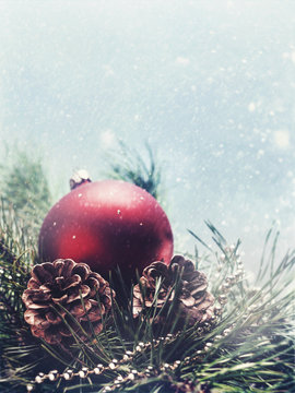 Abstract seasonal backgrounds with christmas decorations and bea