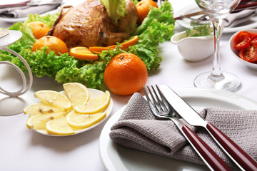 Baked chicken for festive dinner