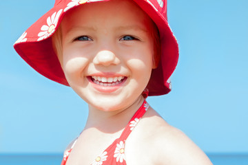 child girl happy smile summer holidays beach sea fashion
