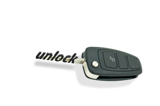Automatic car keys against white background
