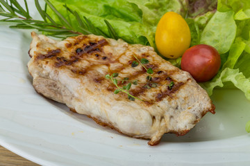 Grilled pork schnitzel