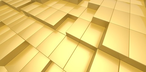 Abstract yellow gold background of 3d blocks