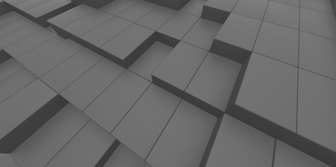 Abstract matte grey gray background of 3d blocks