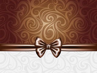 Abstract chocolate background with bow and ribbons