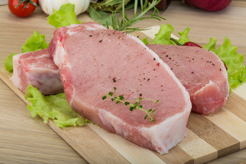 Raw pork steak