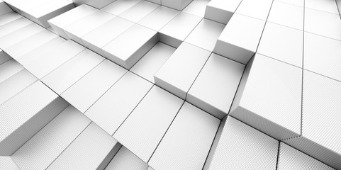 Abstract white metallic background of 3d blocks