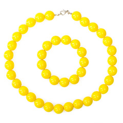 yellow beads and bracelet isolated