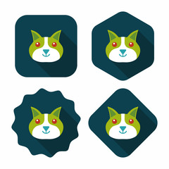 Pet cat flat icon with long shadow,eps10