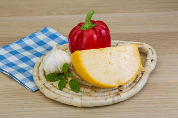 Yellow round cheese
