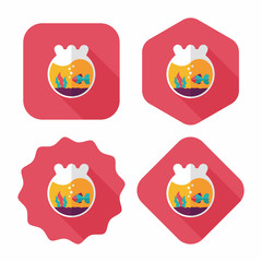 Pet goldfish bowl flat icon with long shadow,eps10