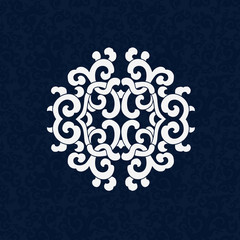 White ornament blue background in east style.