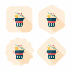 kitchenware garbage can flat icon with long shadow,eps10
