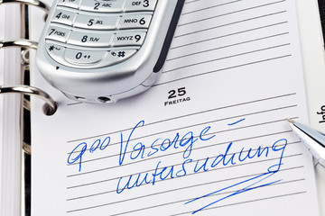 Eintrag im Kalender: Vorsorgeuntersuchung