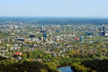 Fototapeta premium Vilnius city capital of Lithuania aerial view