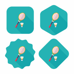 badminton racket and ball flat icon with long shadow,eps10
