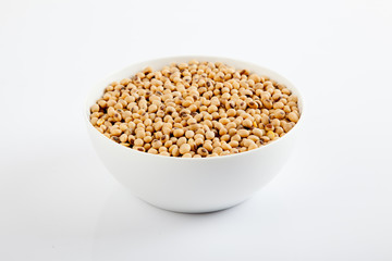 Soybeans in a white bowl