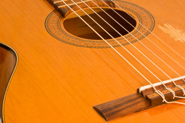 Obraz premium The image of a classical guitar closeup