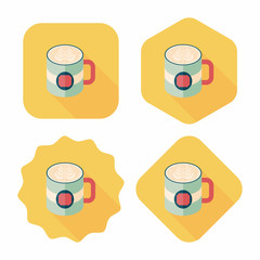 coffee latte art flat icon with long shadow,eps10