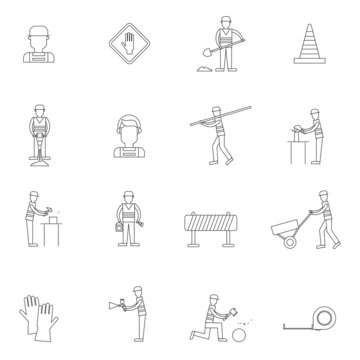 Road worker outline icon