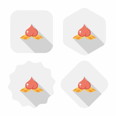 Chinese New Year peaches of immortality flat icon wtih long shad