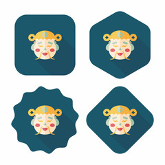 Chinese New Year flat icon with long shadow,eps10, God of wealth