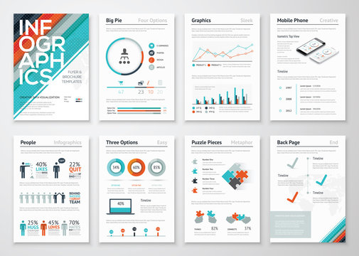 Infographic flyer and brochure elements for data visualization