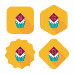 Chinese New Year flat icon with long shadow,eps10 ,Chinese steam