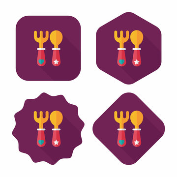 dishware and cutlery flat icon with long shadow,eps10