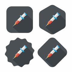 syringe flat icon with long shadow