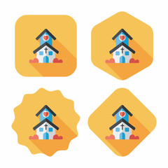 Valentine's Day wedding church flat icon with long shadow,eps10