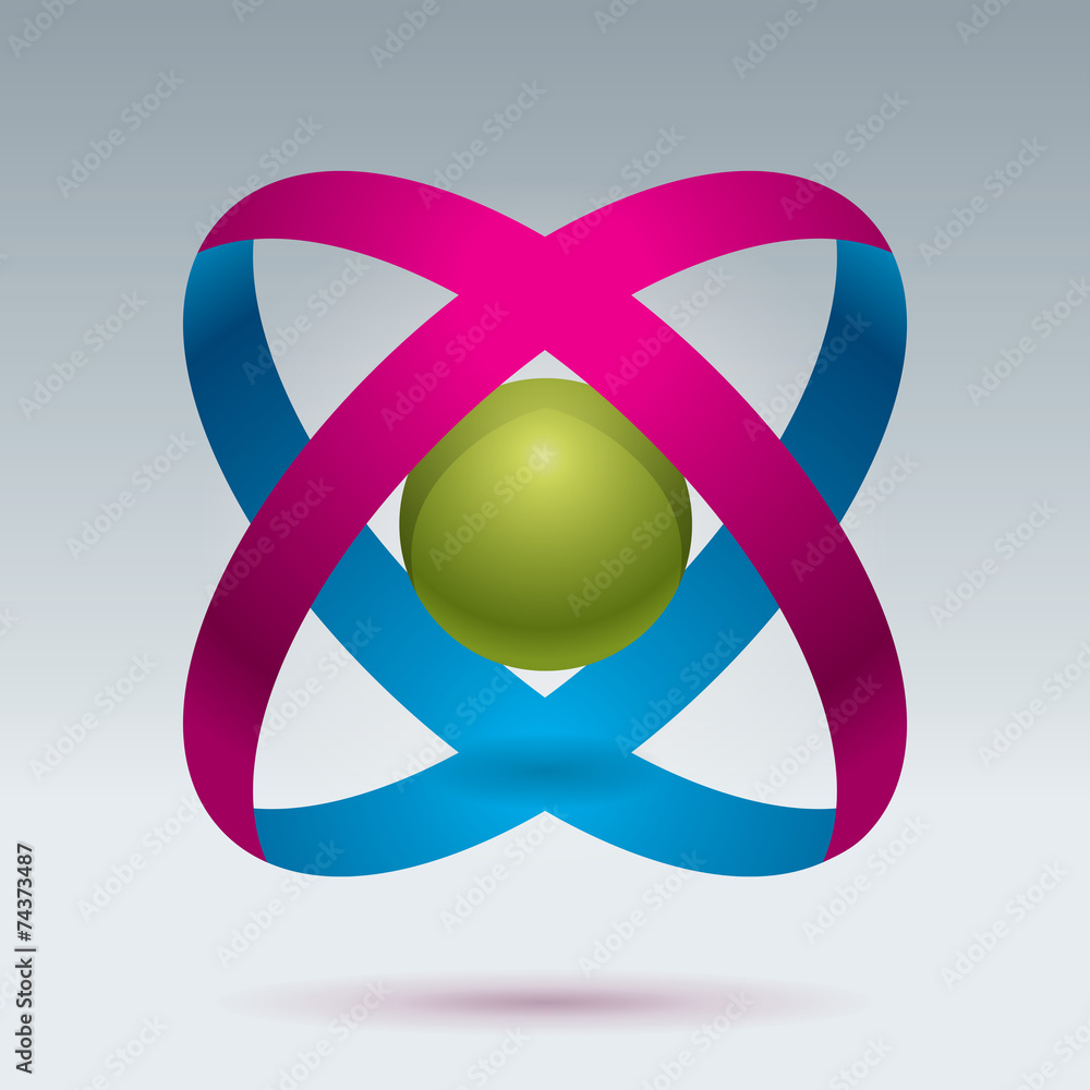 Poster abstraction object, design sample, 3d form, color element