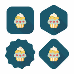 Valentine's Day cupcake flat icon with long shadow,eps10