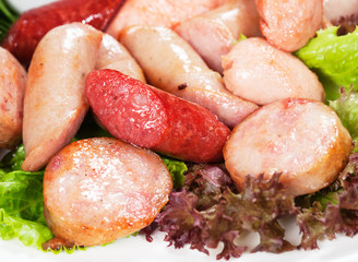 Grilled sausage collage.