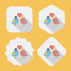 Valentine's Day lover bird flat icon with long shadow,eps10