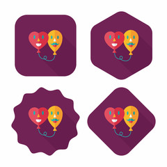 Valentine's Day ballons flat icon with long shadow,eps10
