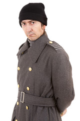 man dressed as russian military