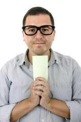 young casual man portrait in a white background