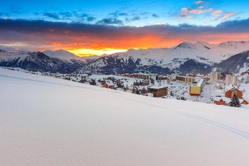 Famous ski resort in the Alps,Les Sybelles,France