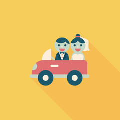 wedding car flat icon with long shadow, eps10