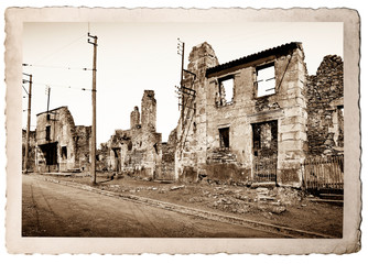vecchia fotografia di Oradour sur Glane