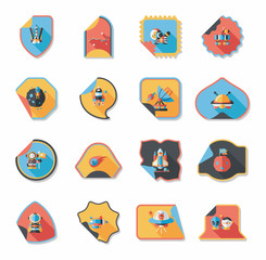 Space stickers banner flat design background set, eps10