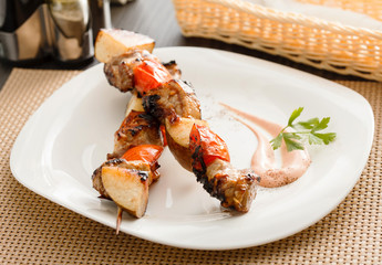 kebab with  pork and pears