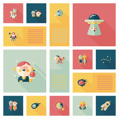 Fototapeta premium Space ui flat design background set, eps10