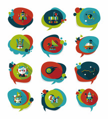 Space speech bubble flat design background set, eps10