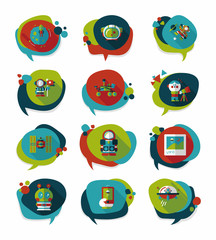Space speech bubble flat design background set, eps10
